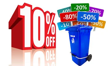 تخفیف ویژه در خریدهای تعداد بالا سطل زباله پدالدار 100 لیتری
